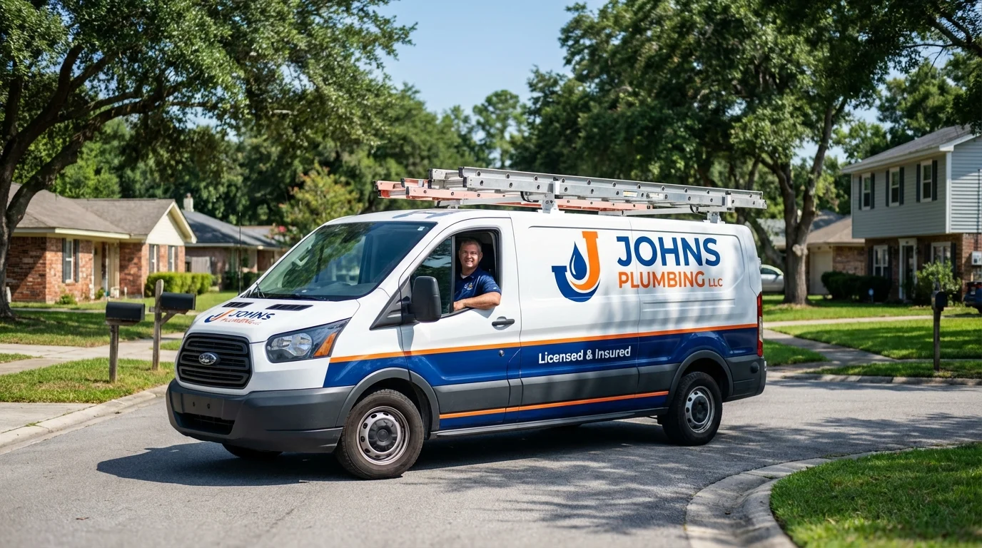 Johns Plumbing LLC service van in Lyford, TX