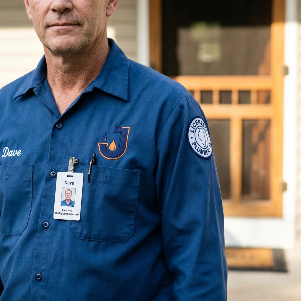 Licensed plumber showing ID badge in Lyford, TX